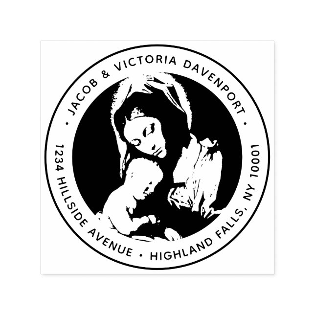 Elegant Katolsk madonna och Returadress för barn Självfärgande Stämpel (Design)