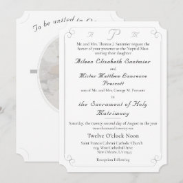 Elegant katolsk monogrammad bröllopsinbjudan inbjudningar