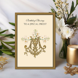 Elegant katolsk präst Guld Marian Kor Lilies Kort