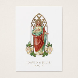 Elegant katolskt Bröllop Jesus Prayer-kort Visitkort