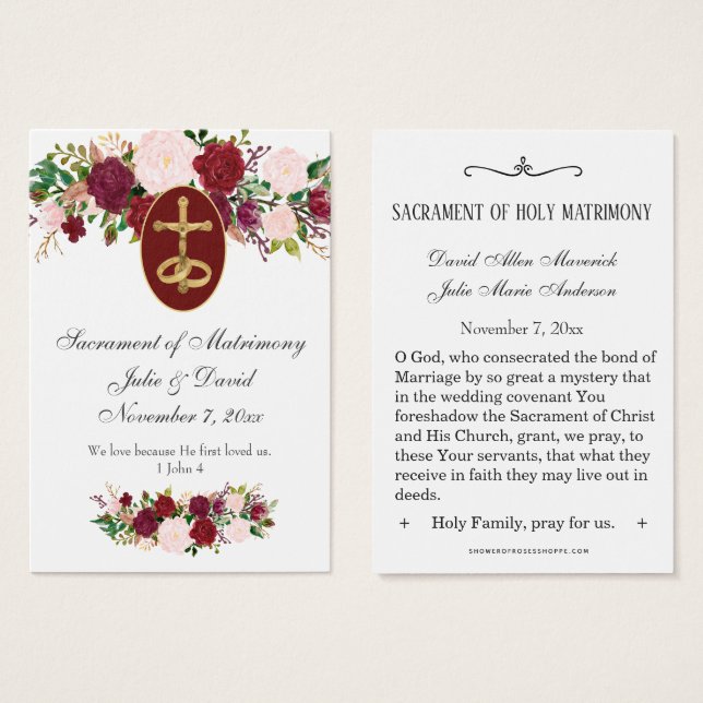 Elegant katolskt Ro Prayer Bröllop Heliga Card Visitkort (Framsida & baksida)