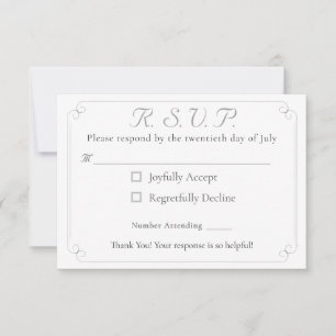 Elegant katolskt svarskort i Monogrammed Bröllop OSA Kort