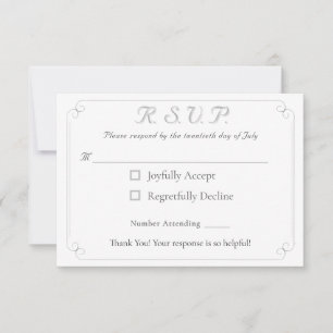 Elegant katolskt svarskort i Monogrammed Bröllop OSA Kort