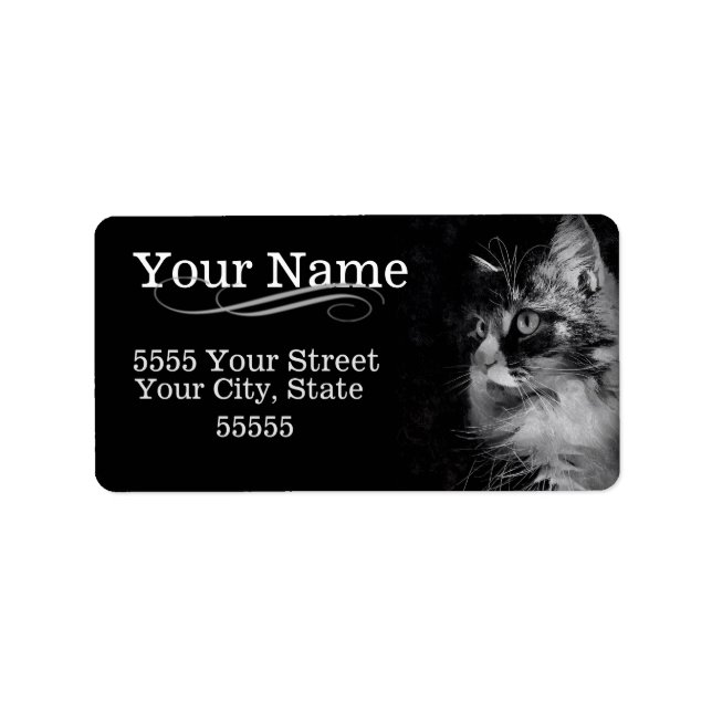 Elegant Katt-Adressetiketter Adressetikett (Framsidan)