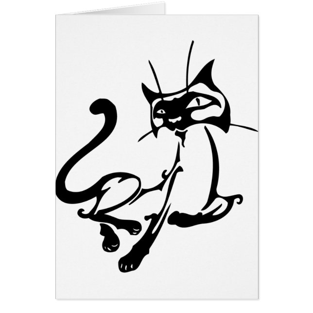 Elegant katt hälsningskort (Framsidan)