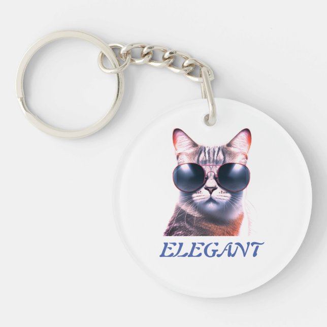 elegant katt med solglasögon Akrylnyckelring (Framsidan)
