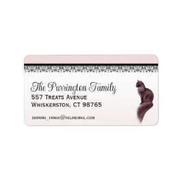 Elegant Katt, Rosa & svart, adressetikett för retu