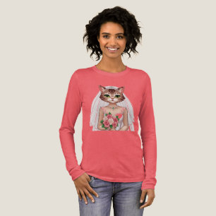 Elegant KattBride in White Dress - Unika kvinnor T Shirt