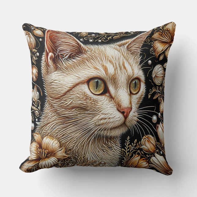 Elegant kattporträtt kudde (Framsida)