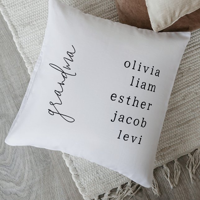 Elegant Keepsaké Grandchildren Namn Grandmor Kudde (Elegant Keepsake Grandchildren Name Grandmother Throw Pillow)