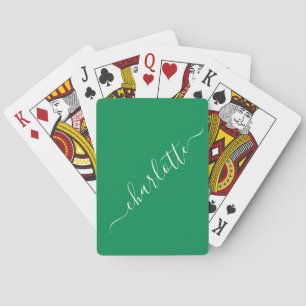 Elegant Kelly Green Script Namn Personlig Casinokort