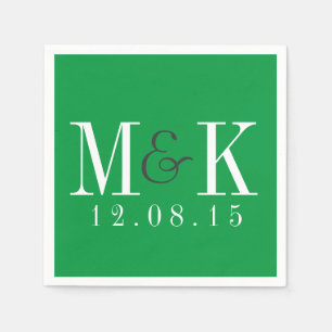 Elegant Kelly Grönt Monogram Bröllop Napkins Pappersservett