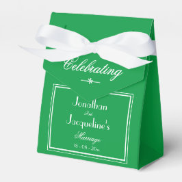 Elegant Kellygrön vit rosett och detaljerad bröllo Presentaskar