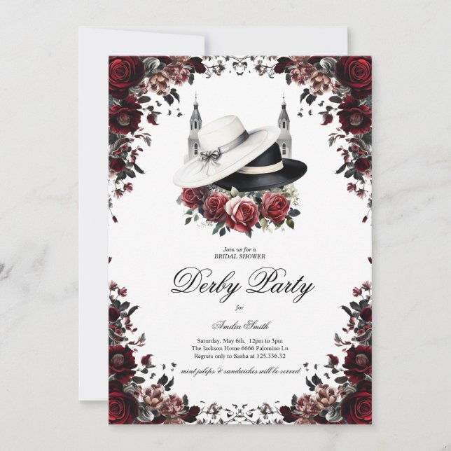 Elegant Kentucky Derby Bröllopsdusch Inbjudan Fl (Framsida)