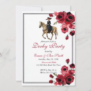 Elegant Kentucky Derby-inbjudan Damryttare Röd R Inbjudningar