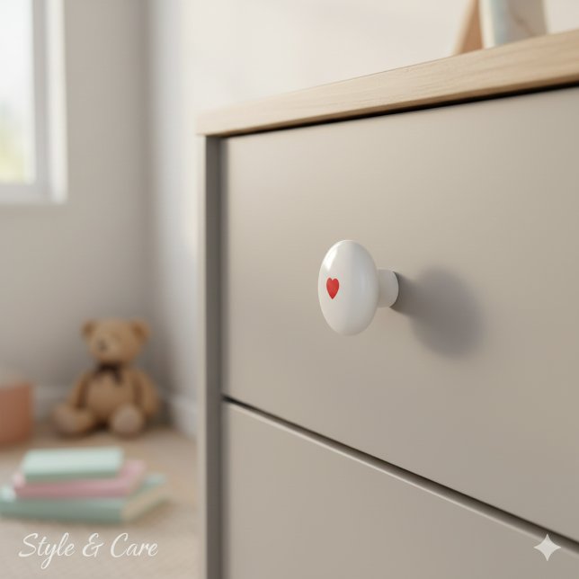 Elegant keramisk knopp med minimalistisk hjärtkons (Elegant Ceramic Knob Featuring Minimalist Heart Art)