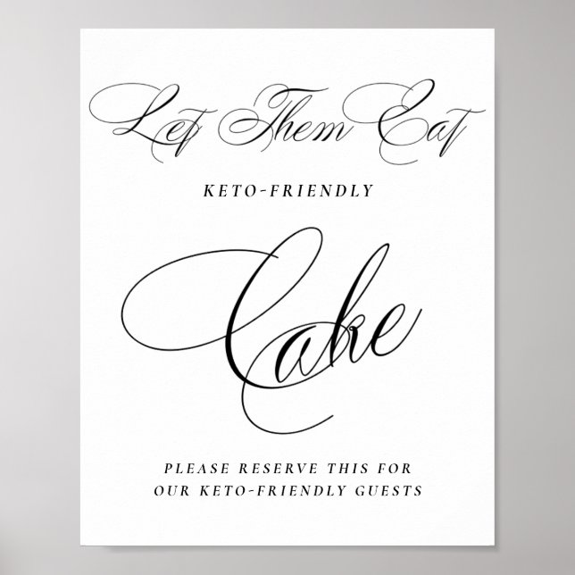 Elegant Keto Friendly Cake Black Calligraphy Poster (Framsidan)