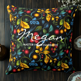 Elegant Khokhloma Inspirerad Dekorativ Kuddcover Kudde