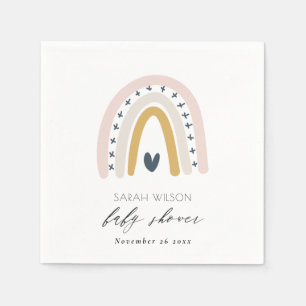 ELEGANT KIDS BLUE RAINBOW HEART BABY SHOWER PAPPERSSERVETT