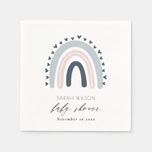 ELEGANT KIDS BLUE RAINBOW HEART BABY SHOWER PAPPERSSERVETT