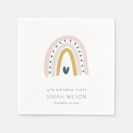 ELEGANT KIDS BLUE  RAINBOW HEART BIRTHDAY PAPPERSSERVETT