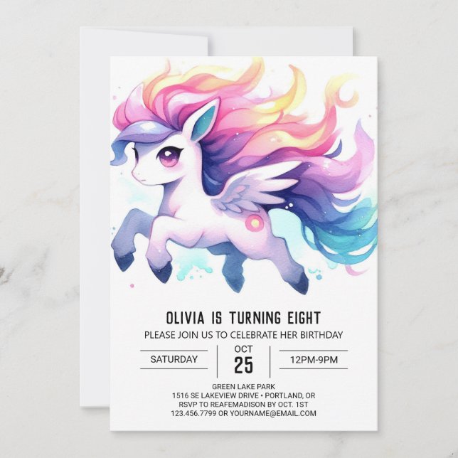 Elegant Kids Horse Birthday Inbjudningar (Framsida)