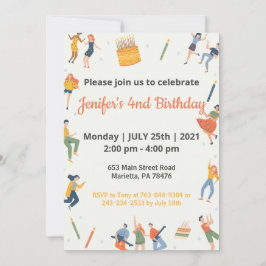 Elegant Kids Theme Birthday Inbjudningar