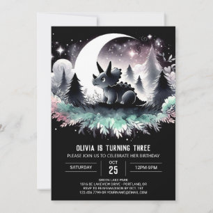Elegant Kids Triceratops Birthday Inbjudningar