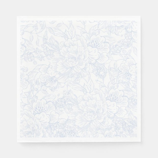 Elegant kinesisk blå blomstermiddag pappersservett (Framsidan)