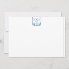 Elegant kinesisk blå-vit monogramm tack kort