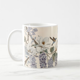 Elegant kinesisk blom- och fågeldesign kaffemugg