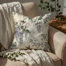 Elegant kinesisk blom- och fågeldesign kudde