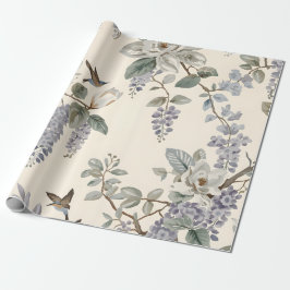 Elegant kinesisk blom- och fågeldesign presentpapper