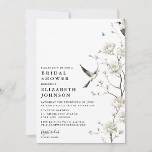 Elegant kinesisk blomsterträdgård bröllopsdusch inbjudningar