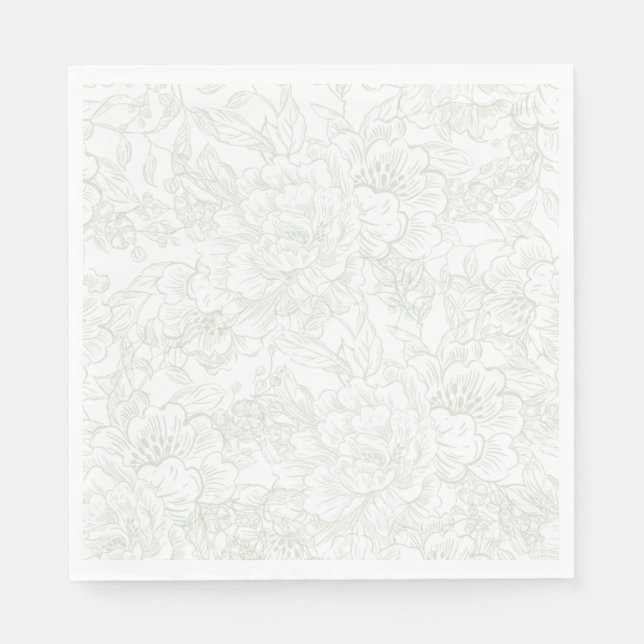 Elegant kinesisk grön blomsterbröllop pappersservett (Framsidan)