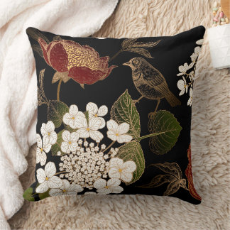 Elegant kinesisk inspirerad blommande blommor kudde