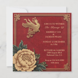 Elegant kinesisk livfull röd inbjudningar