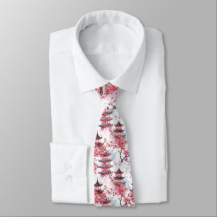 Elegant kinesisk pagod Körsbärsblomning Slips