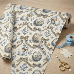 Elegant kinesisk påskhare & gammaldags toile-de-jo presentpapper