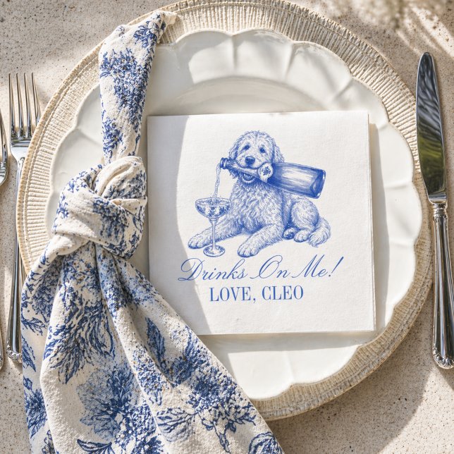 Elegant kinesisk stil Guld Doodle Bröllop Pappersservett (Elegant Chinoiserie Golden Doodle Wedding Napkins)