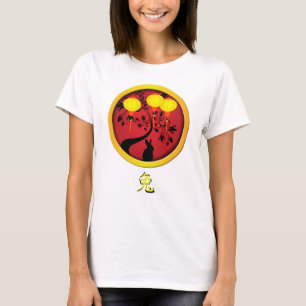 Elegant Kinesiska nyårslinjer för kanin Guld T Shirt