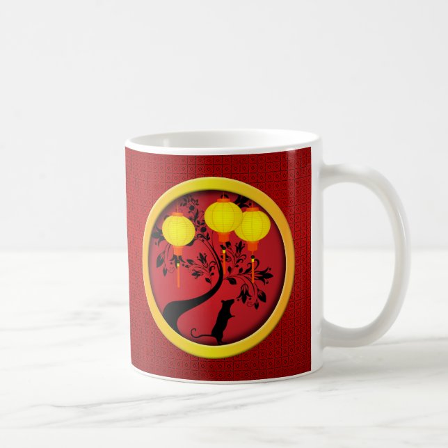 Elegant kinesiska nyårsmönster för Råtta Kaffemugg (Höger)