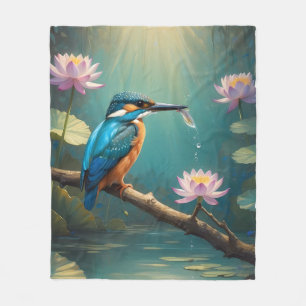 Elegant Kingfisher Bird Fleecefilt
