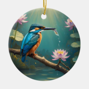 Elegant Kingfisher Bird Julgransprydnad Keramik