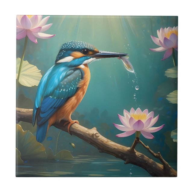 Elegant Kingfisher Bird Kakelplatta (Framsidan)
