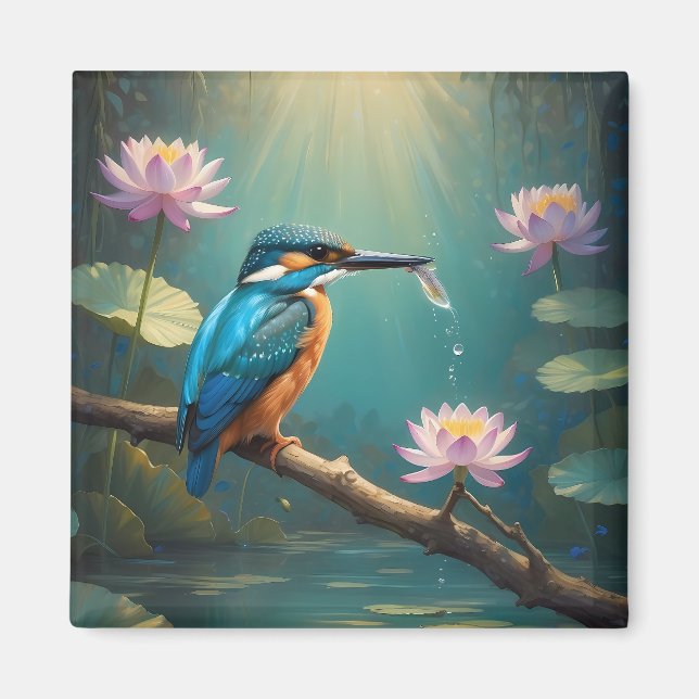 Elegant Kingfisher Bird Magnet (Framsidan)