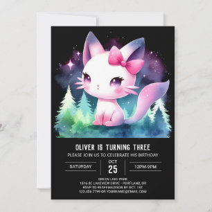 Elegant Kitten Cat Birthday Inbjudningar