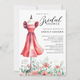 Elegant kjolillustration med bröllopsdusch inbjudningar