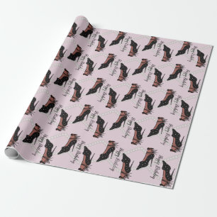 Elegant Klack Skönhet Fashionista Födelsedag Rosa Presentpapper