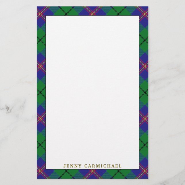 Elegant Klan Carmichael Tartan Play Brevpapper (Framsida)